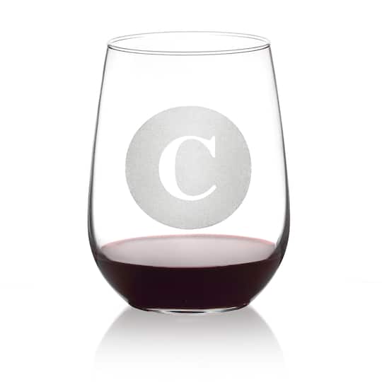 Hortense B. Hewitt Co. Circle Monogram Stemless Wine Glass